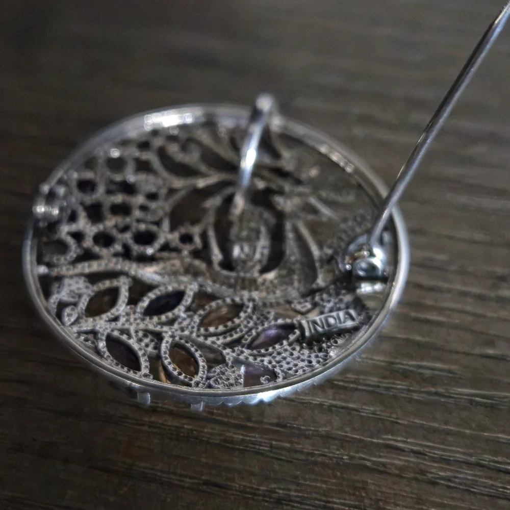 Nicky Butler 925 Sterling Silver Stag Pendant Brooch Designer Amethyst Citrine - Picture 11 of 16